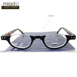 Occhiali da lettura ovali senza montatura con montatura mezza luna di qualità ottica Rx +1,00+1,25+1,50+1,75+2,00+2,25+2,50+2,75+3,00 (vestibilità piccola) realizzati su ordinazione Nero