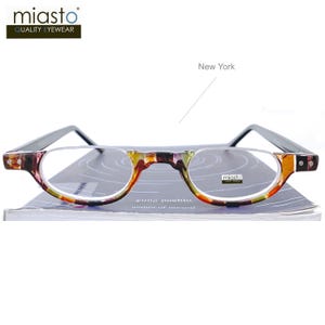 Occhiali da lettura ovali senza montatura con montatura mezza luna di qualità ottica Rx +1,00+1,25+1,50+1,75+2,00+2,25+2,50+2,75+3,00 (vestibilità piccola) realizzati su ordinazione New York