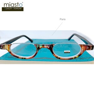 Occhiali da lettura ovali senza montatura con montatura mezza luna di qualità ottica Rx +1,00+1,25+1,50+1,75+2,00+2,25+2,50+2,75+3,00 (vestibilità piccola) realizzati su ordinazione Paris