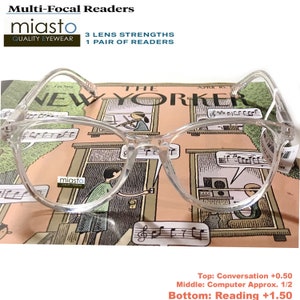 Multifocal Progressive (+1.50) No Line Computer Reading Glasses: Anti-Glare, Lightweight~ Medium Fit +1.50 (4 Colors) Made to Order