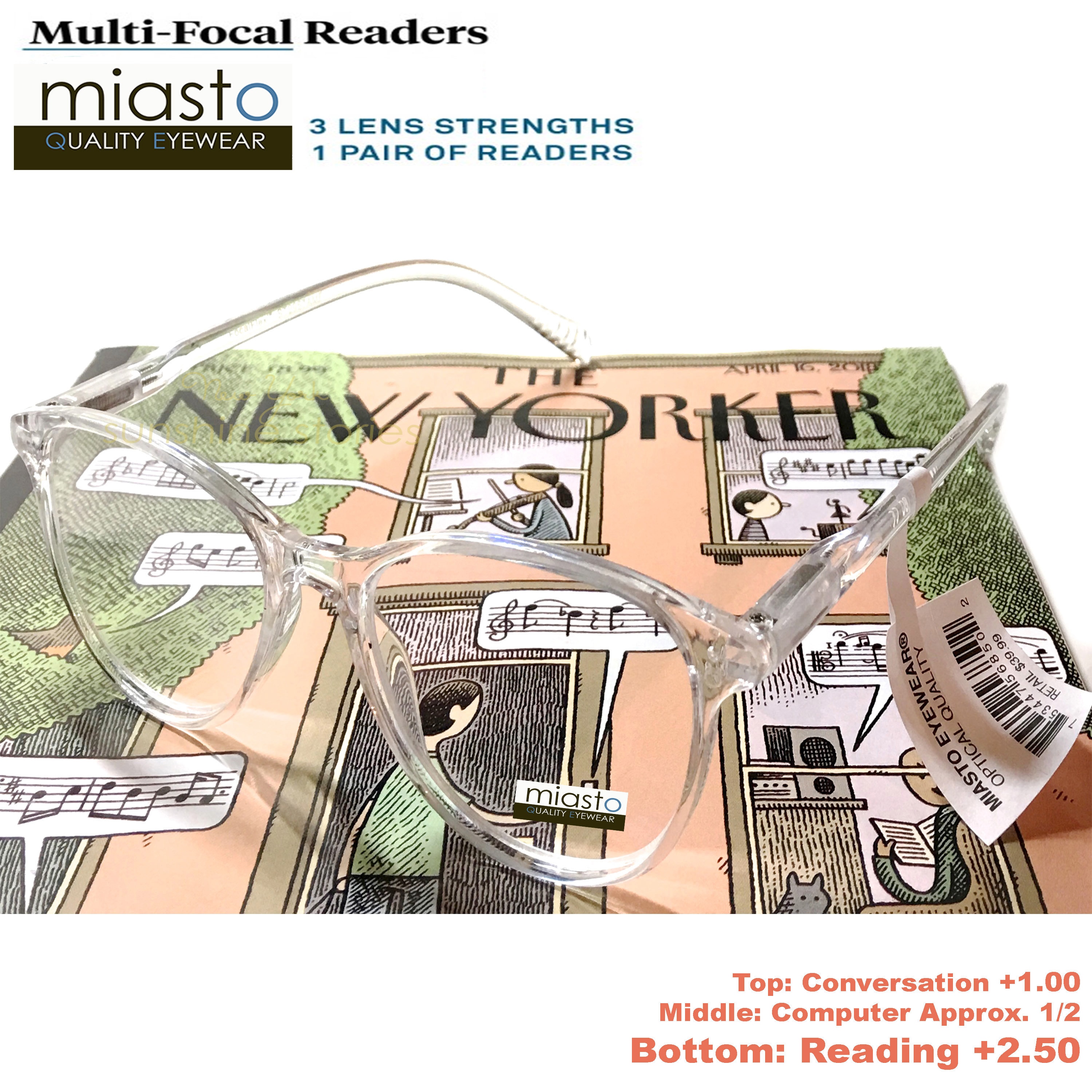 Multifocal Progressive (+2.50) No Line Computer Reading Glasses: Anti ...