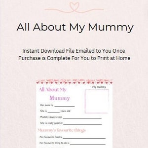 Tout sur ma maman, fête des mères, cadeau d'anniversaire, téléchargement immédiat, imprimable