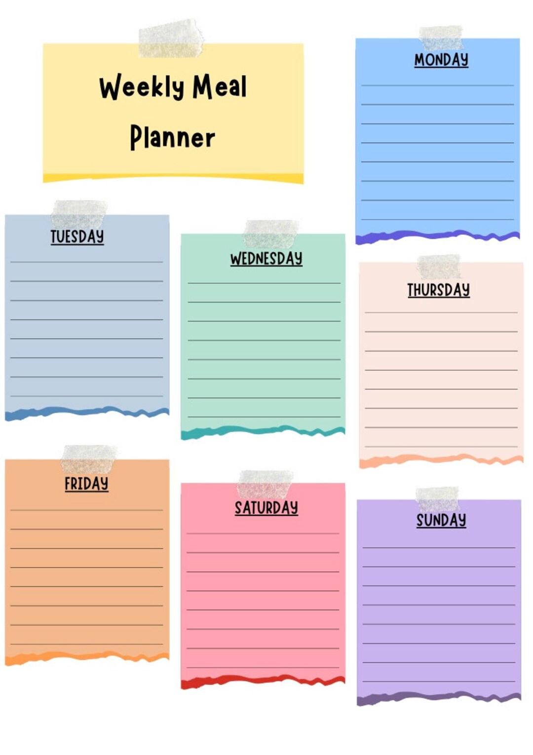Weekly Meal Planner, Instant Download, Printable - Etsy