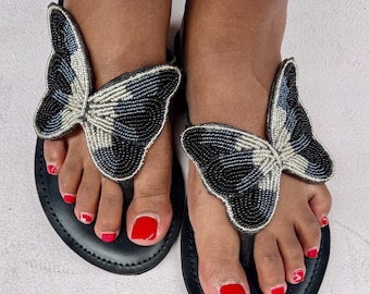 Maasai Beaded Leather Gladiator Sandals – Handmade Tribal Summer Footwear