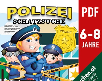 Polizei Kindergeburtstag, Schnitzeljagd mit Spurensicherung, Spionage-Rätsel, Polizeiausweis Vorlage, Schatzsuche für Kinder, Kinder Spiel