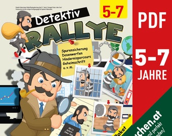 Detektiv Schnitzeljagd Schatzsuche Kindergeburtstag Kinder 5-7 Jahre - Indoor & Outdoor-Variante enthalten