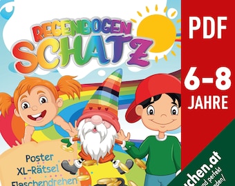 Regenbogen Schatzsuche, Regenbogen Kindergeburtstag, Regenbogen Spiel Kinder Geburtstag, Schnitzeljagd Kindergeburtstag