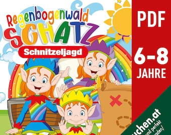 Regenbogen Schatzsuche, mit Zaubertrank DIY, Memory Spiel, Spielkarten, Regenbogen Kindergeburtstag, Regenbogen Spiel Kinder Geburtstag