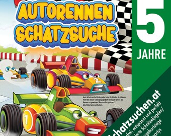 Kindergeburtstag Auto, Schnitzeljagd für Kinder, Auto Spiel, Geburtstag Autofan, Rennauto Geburtstag, Auto Schatzsuche, Formel 1 Geschenk