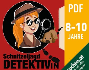 Detektivin Schnitzeljagd, Mädchen Detektiv Geburtstag, Detektivgeburtstag Spiel, Schatzsuche Detektiv Kindergeburtstag, Detektivparty