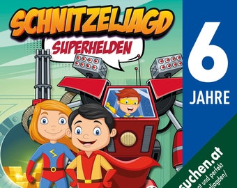 Superhelden Schatzsuche, Superhelden Party, Schnitzeljagd für Kinder, Superheld Geburtstag, Superheld Mitgebsel, Superheldengeburtstag