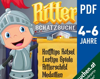 Ritter Schatzsuche. Schnitzeljagd für Kindergeburtstag, Kinder Ritter Spiel, Ritter Turnier, Mittelalter Spiele, Ritter Geburtstag Kinder