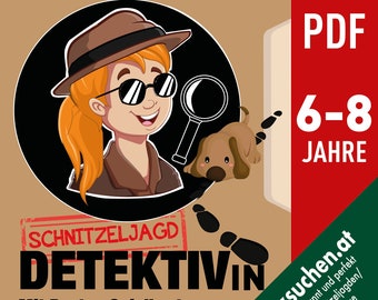 Caccia al tesoro per detective, compleanno di una detective, gioco di compleanno di detective, compleanno di bambini di detective di caccia al tesoro, festa di detective