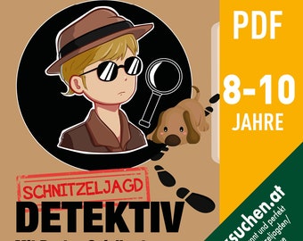 Detektiv Schnitzeljagd Detektivgeburtstag, Schatzsuche Kindergeburtstag, Detektivparty, Detektivspiele, Detektivausweis Vorlage, Spionage