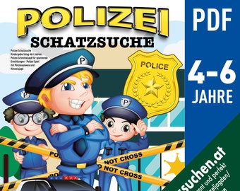 Polizei Kindergeburtstag, Schnitzeljagd mit Spurensicherung, Spionage-Rätsel, Polizeiausweis Vorlage, Schatzsuche für Kinder, Kinder Spiel