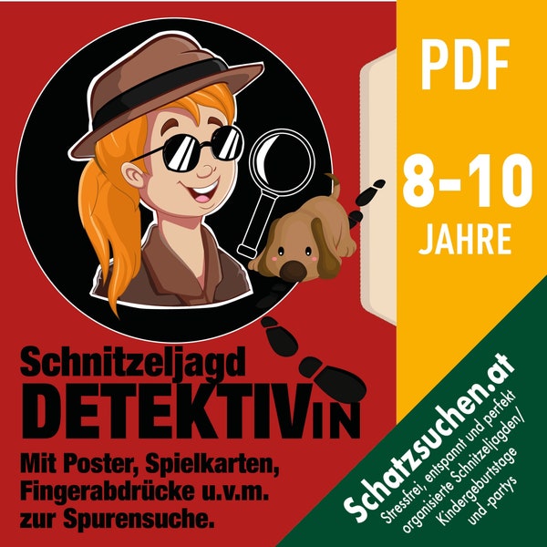 Detektivin Schnitzeljagd, Mädchen Detektiv Geburtstag, Detektivgeburtstag Spiel, Schatzsuche Detektiv Kindergeburtstag, Detektivparty