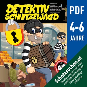 Detektiv Schnitzeljagd mit Schlüsselcode, Geheimschrift, Armbändern uvm für Detektivgeburtstag, Schatzsuche Kindergeburtstag, Detektivspiele