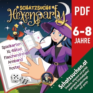Witch treasure hunt children&#39;s birthday, with paper jewelry (bracelet), witch birthday, witch games, children&#39;s scavenger hunt, children&#39;s activities