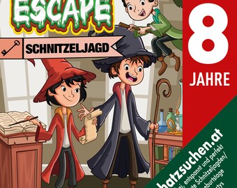 Heksenvluchtkamer, ontsnappingsspel voor kinderen, morsecode-ontsnappingsspel, speurtocht, speurtocht voor kinderverjaardag, kinderspellen vanaf 8 jaar