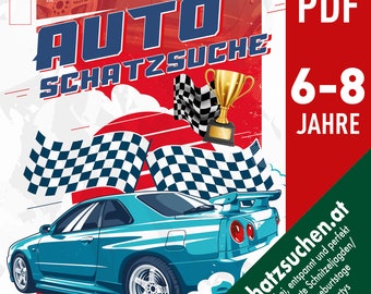 Car treasure hunt with car craft, children&#39;s birthday car, scavenger hunt for children, car game, birthday car fan, racing car birthday