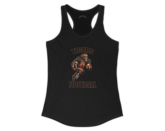 Camiseta sin mangas Tigers Football-Women's Racerback, muestra tu orgullo por los tigres con este hermoso diseño único en una camiseta sin mangas, una gran idea para un regalo