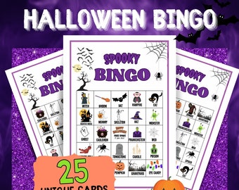25 Spooky Bingo Cards Digital Download | Halloween Bingo, Halloween Game