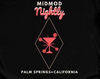 Camiseta de cóctel de Palm Springs, camiseta gráfica retro de la vida nocturna.