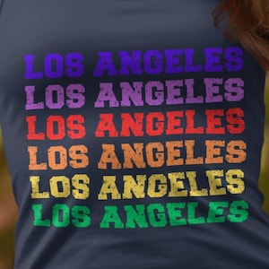 Los Angeles California T-Shirt, Retro City Tee, Distressed LA T Shirt, Colorful Text T-Shirt, California Souvenir, Vacation Shirt