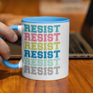 Boldly Resist Fascism - Colorful Empowering Mug for Progressives and Democrats - Foxtrot Delta Tango