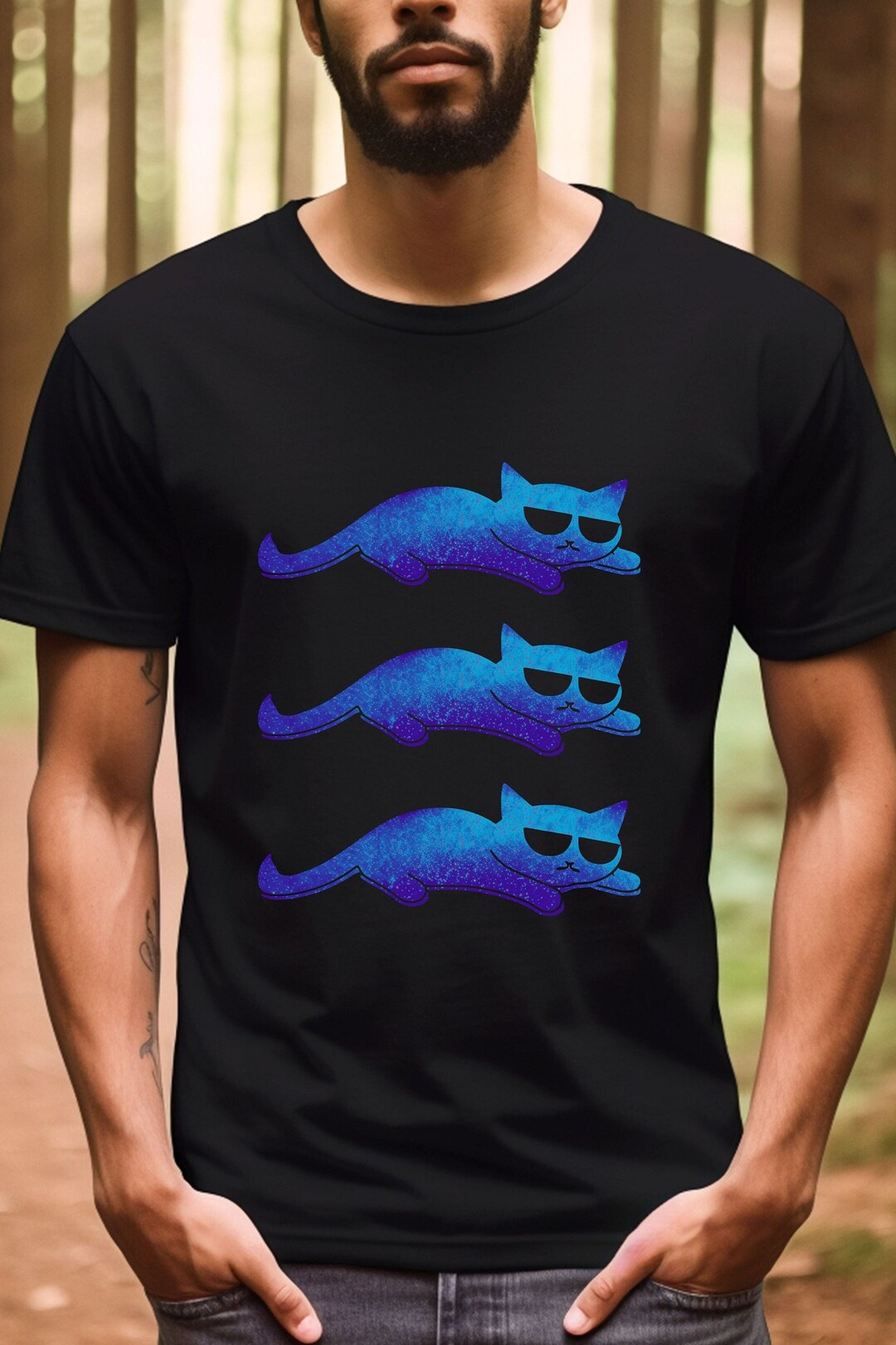 Sleepy Cat Tshirt Cat Tshirt Blue Cat Shirt Cat Lovers Etsy