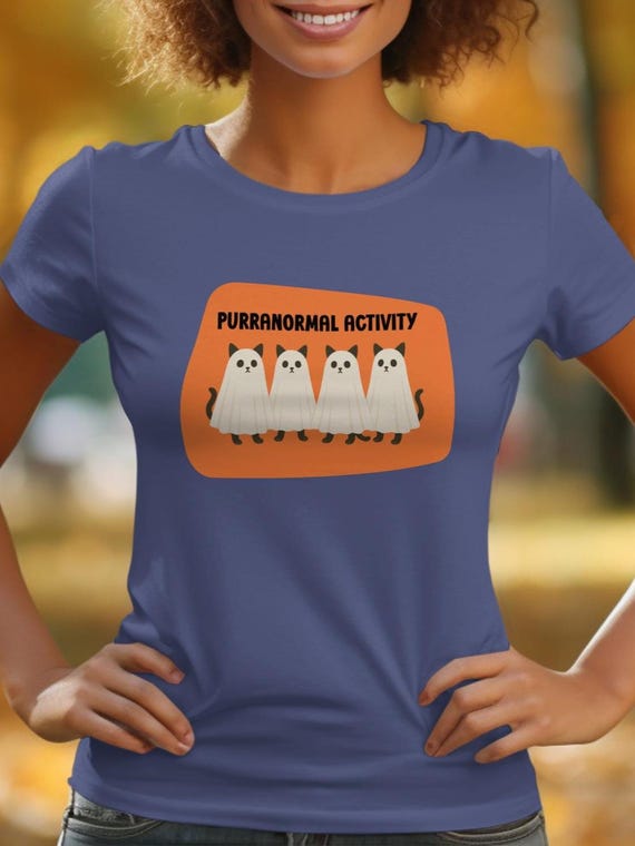 Purranormal Activity T-shirt, Cute Ghost Cat Tee, Halloween Kitten