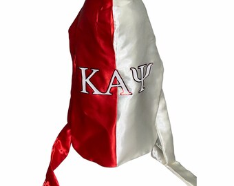 Red & White Fraternity Handmade Half and Half Satin Durag | Personalizable