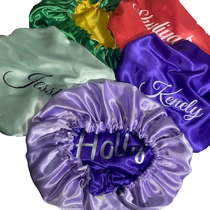 Personalized Reversible & Adjustable Satin Bonnets | Custom Name | Custom Color | Toddler Size | Adult Small | Adult Large