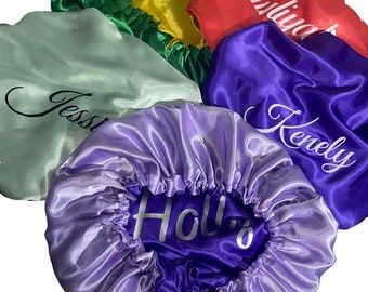 Personalized Reversible & Adjustable Satin Bonnets | Custom Name | Custom Color | Toddler Size | Adult Small | Adult Large