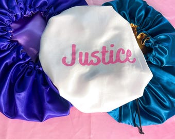 Personalized Reversible & Adjustable Satin Bonnets | Custom Name | Custom Color | Toddler Size | Adult Small | Adult Large