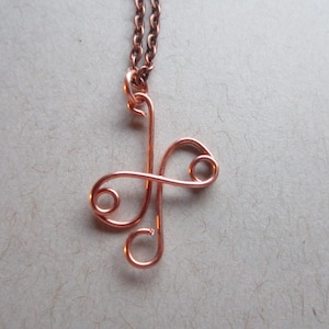 loopty fly swirl, looped copper spiral necklace, handmade boho jewelry, copper wire necklace, perfect best friend gifts for her