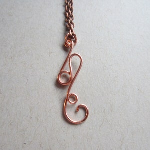 double loop snake spiral necklace, copper boho jewelry, abstract snake lover pendant, best friend birthday gift for her
