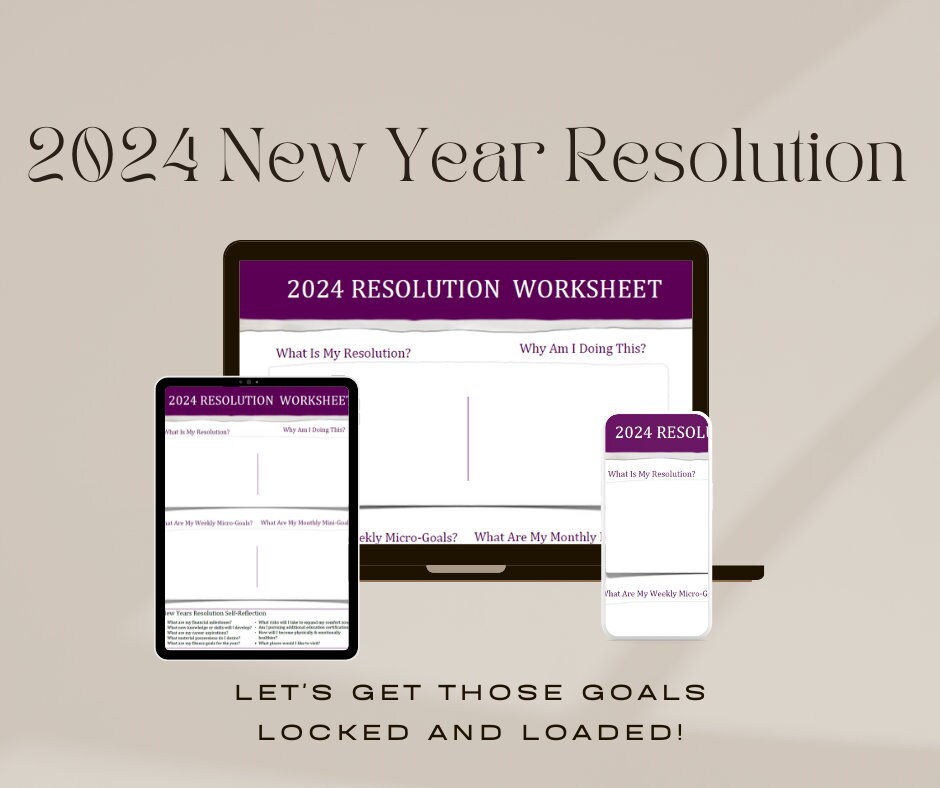 2024 New Years Resolution Template and Goal Setting Worksheet Digital 2024 New Years Resolution Template and Goal Setting Worksheet Digital