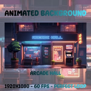 Sfondo animato Vtuber / Sala giochi / Overlay streaming Vtuber Twitch in loop / Download digitale istantaneo