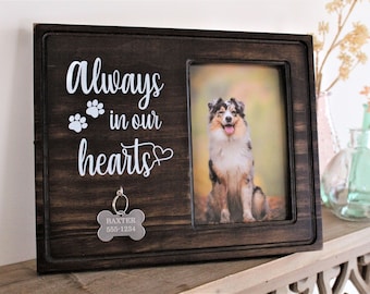 Pet Memorial Picture Frame | 4 x 6 Dog Photo Keepsake | Personalized Dog or Cat Remembrance Frame | Rainbow Bridge Pet Memorial Gifts