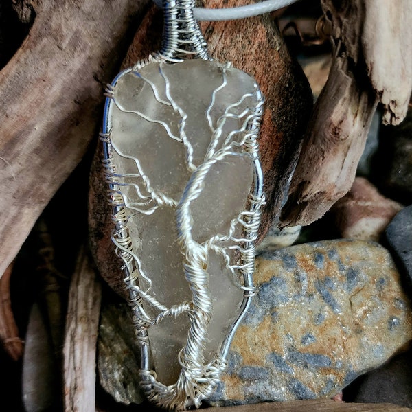 Large Maine Sea Glass Tree of Life Pendant