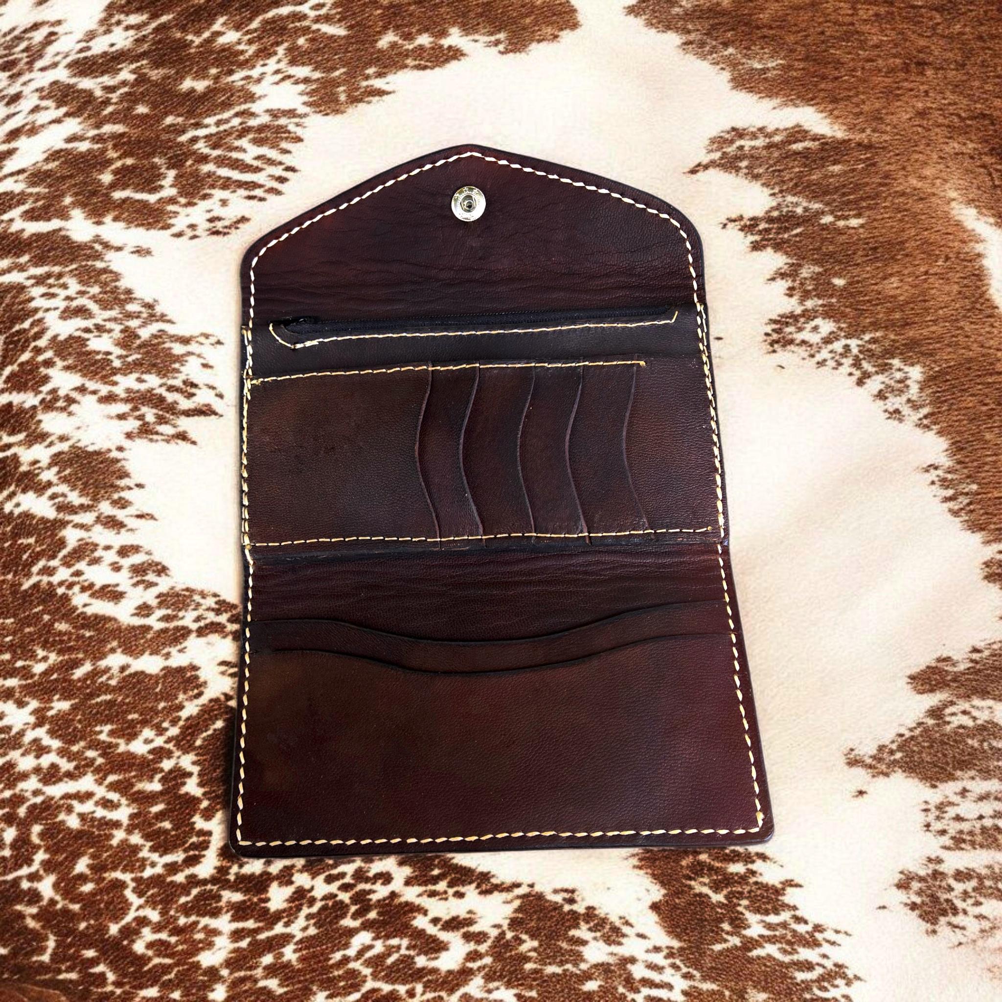 Custom Tooled Leather Clutch Wallet - Thumbnail 3