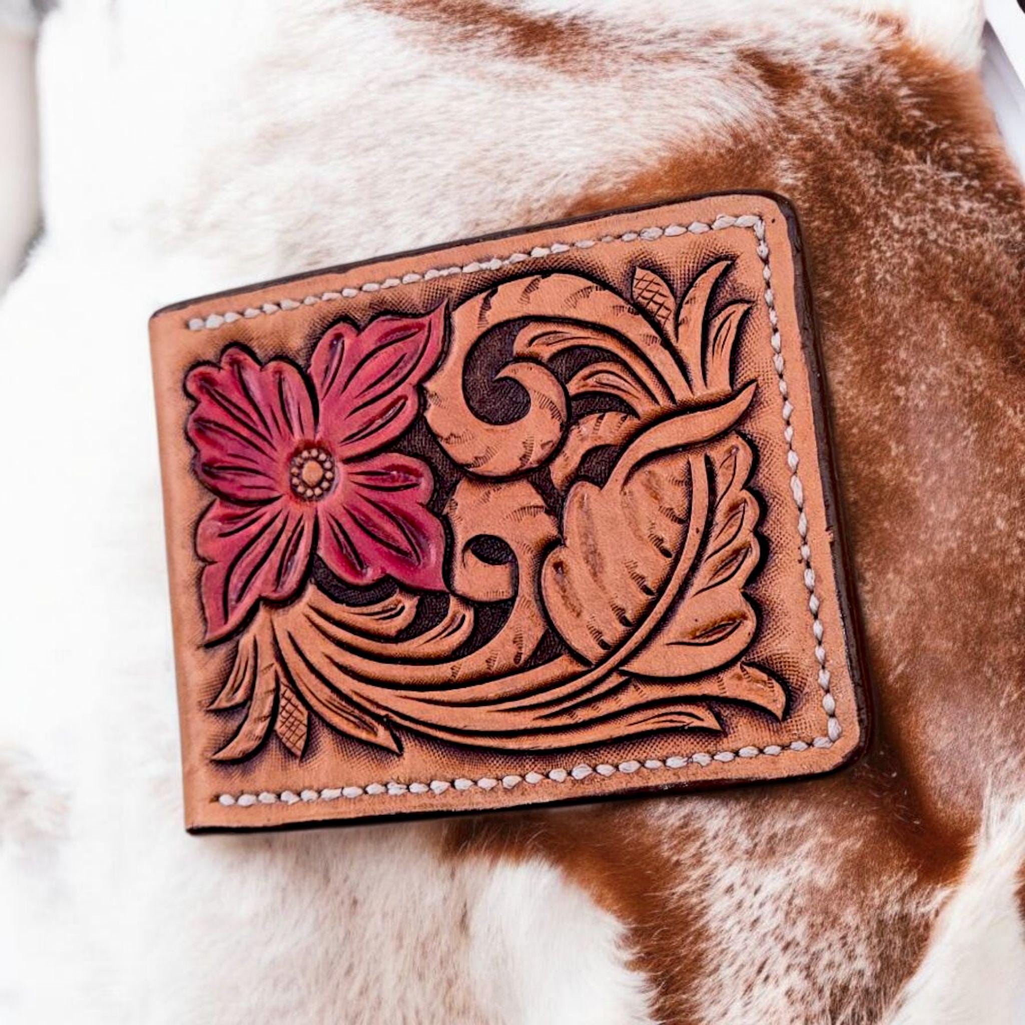 Tooled Leather Money Clip Wallet – Custom Handmade Slim Wallet – Personalized Western Wallet Gift - Thumbnail 7