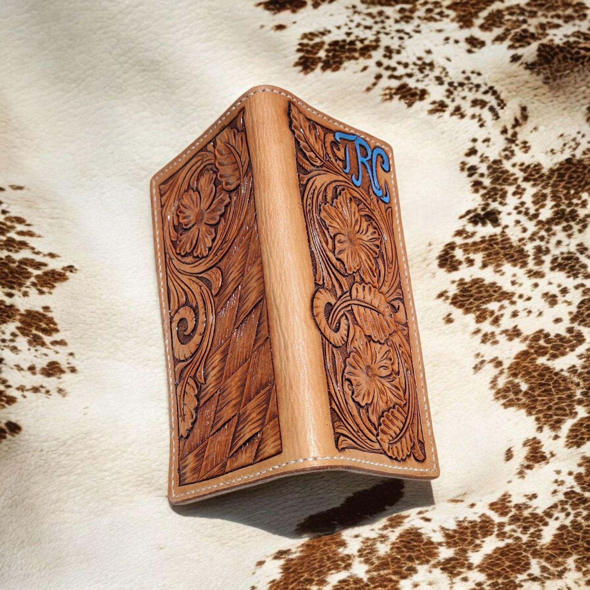 Custom Tooled Leather Roper Wallet - Thumbnail 4