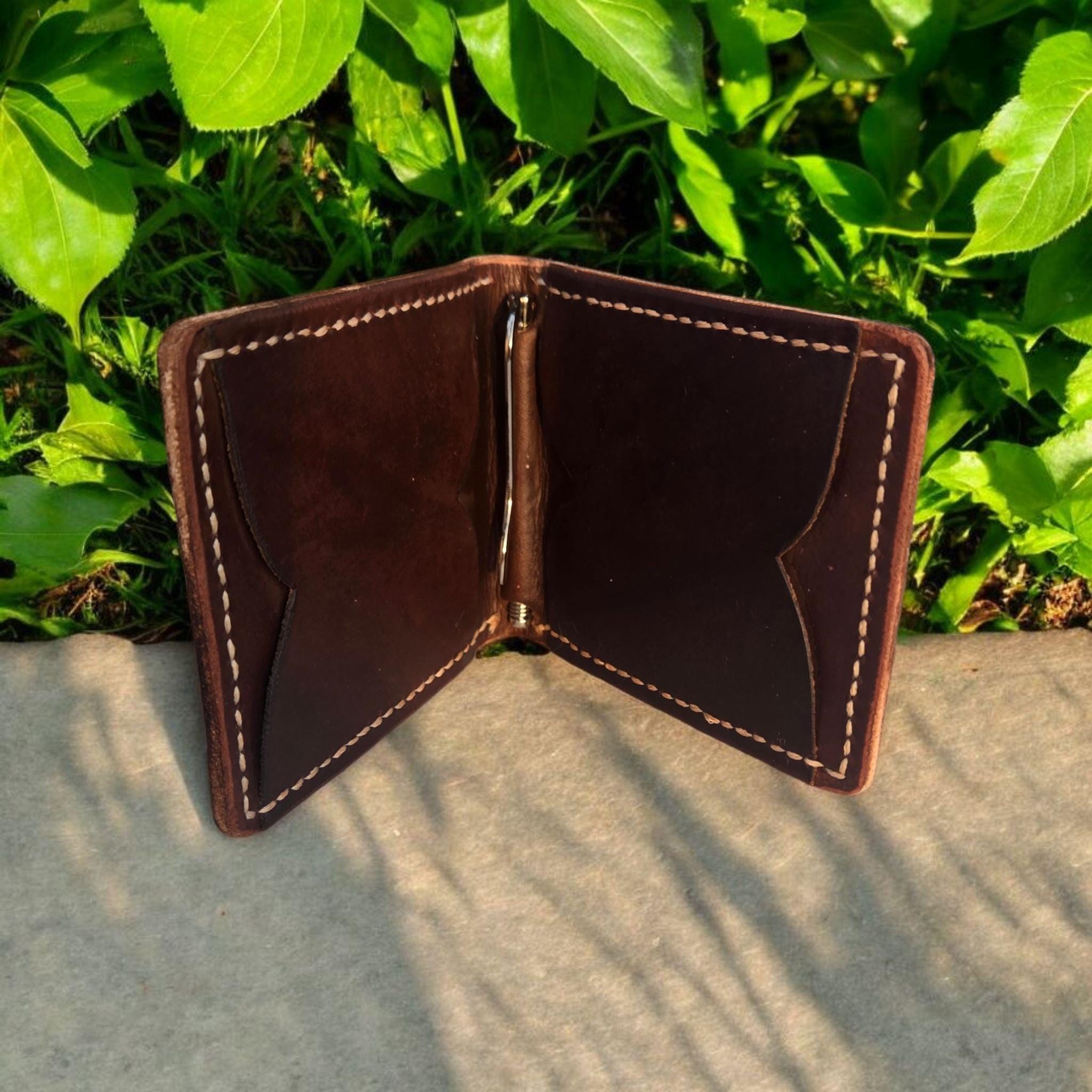 Tooled Leather Money Clip Wallet – Custom Handmade Slim Wallet – Personalized Western Wallet Gift - Thumbnail 3