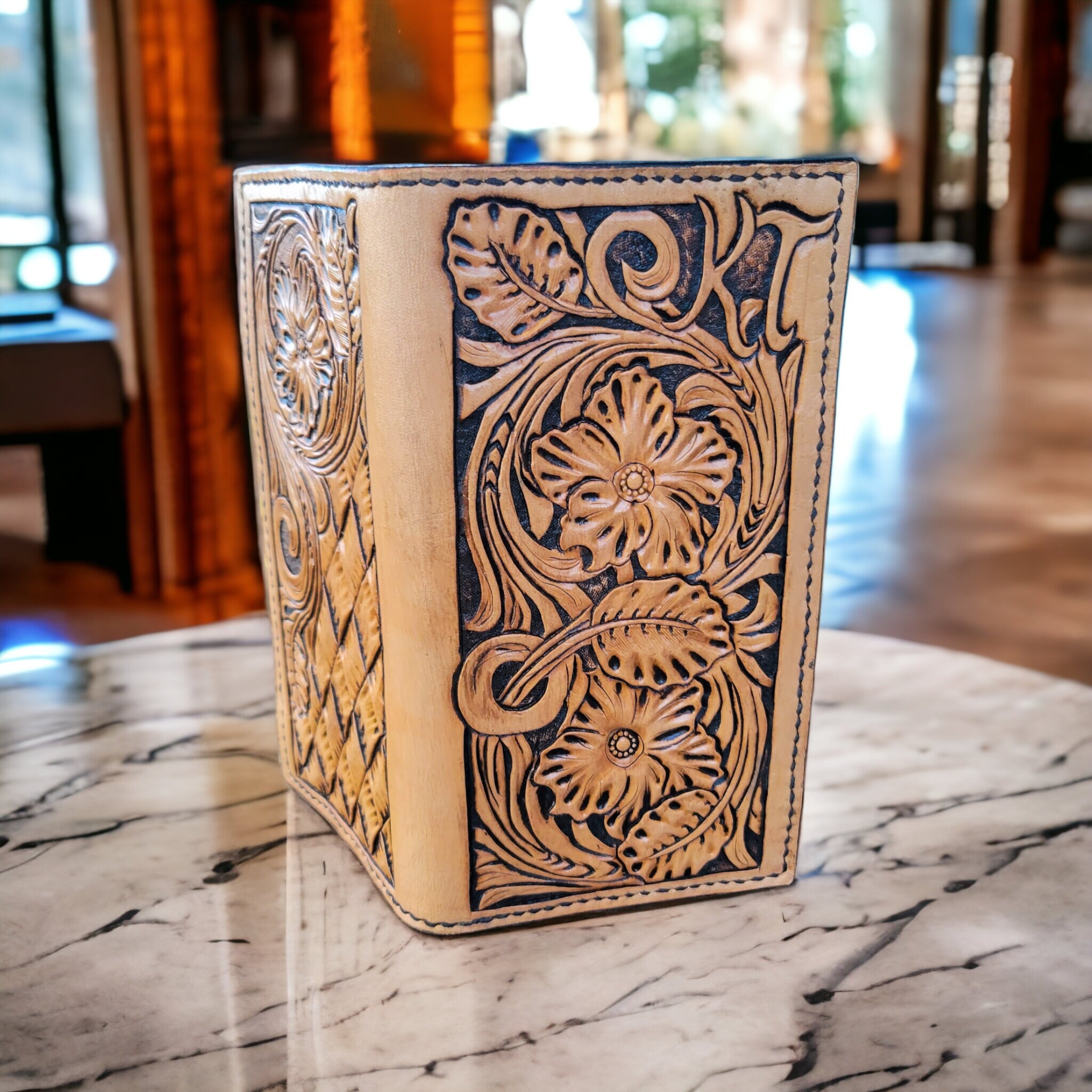 Custom Tooled Leather Roper Wallet - Thumbnail 7