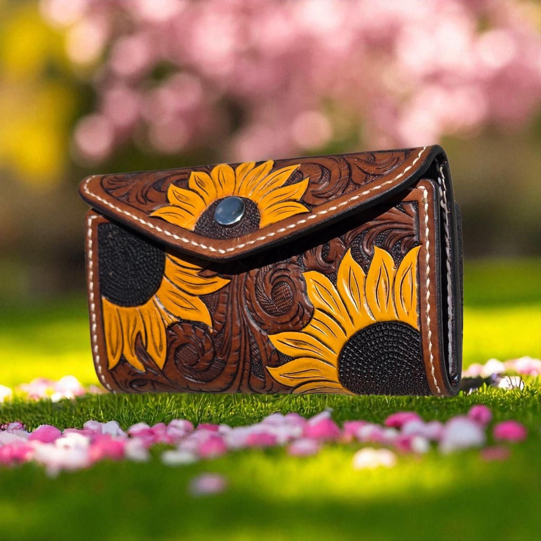 Custom Tooled Leather Clutch Wallet - Thumbnail 4
