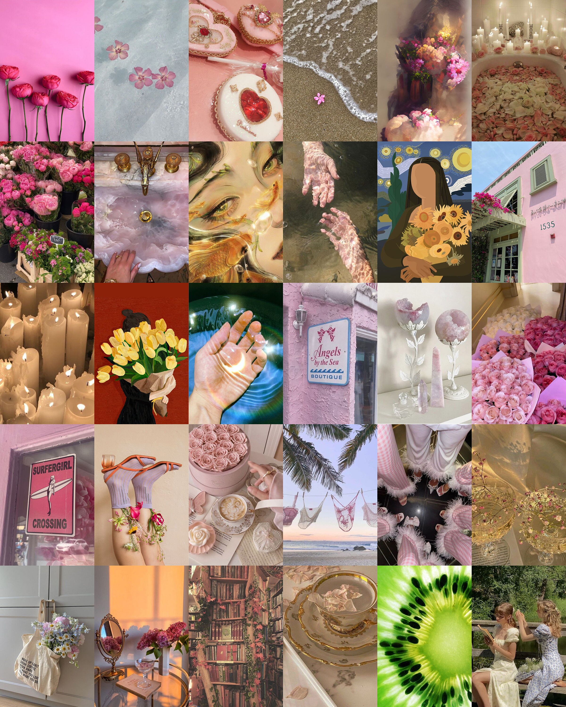 Vibe Collage Examples 110 PCS Summer Aesthetic Vibe Collage Kit Sunny Day Spring Wall Collage ...