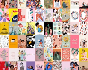 60 PCS | Feminist Poster Collage Kit: GirlPower International Women's Day Art (Digital Download)