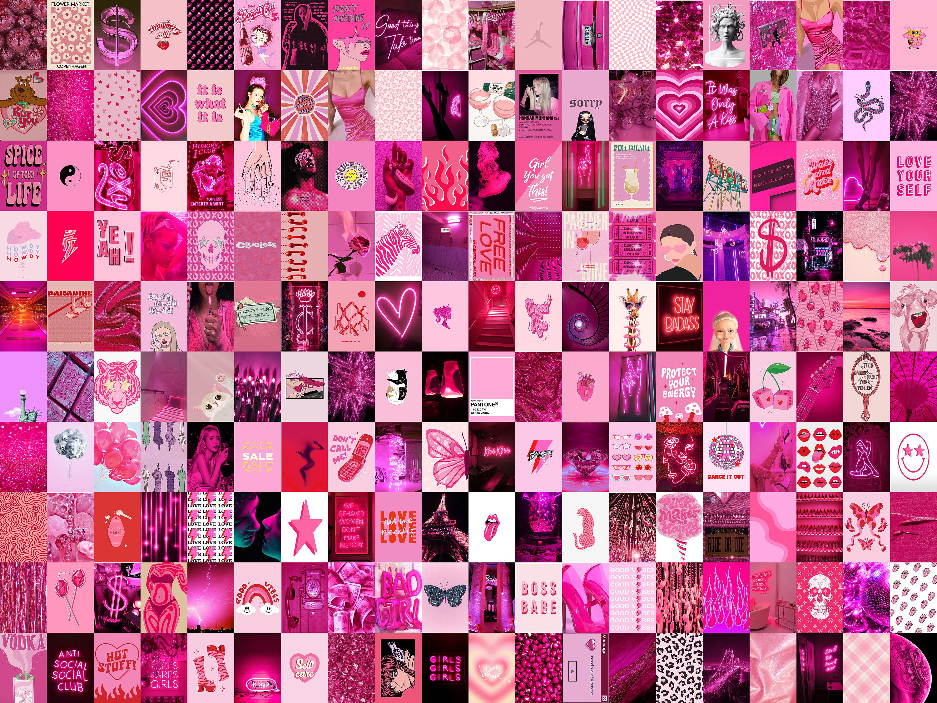 Download Pink Themed Luxury Brand Preppy PFP Collage Wallpaper